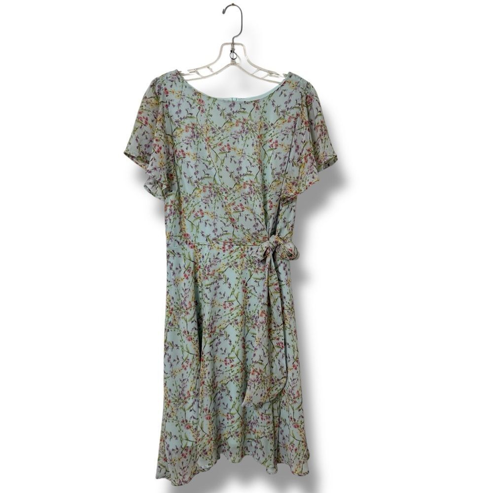 Nicole Miller Mint Green Floral Midi Dress